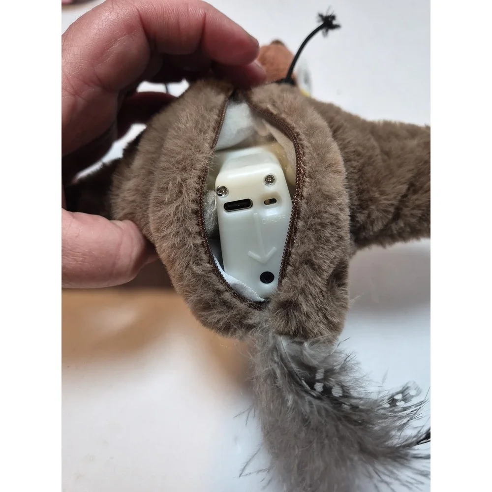 Bird Cat Toy Simulated Chirping Bird Interactive Rechargeable Flapping With Rod